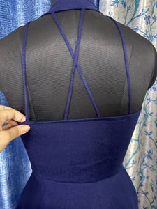 Navy Blue Halter Neck Dress