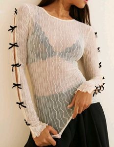 Semi Sheer Bow Top