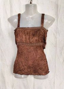 9206. Boho Textured Brown Cami Top