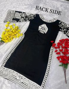 Black Heavy Georgette Top with Work Plazzo Suit