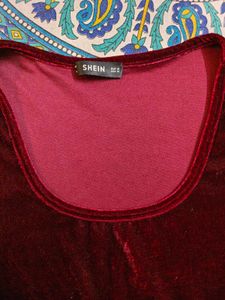 Women Maroon Velvet Top