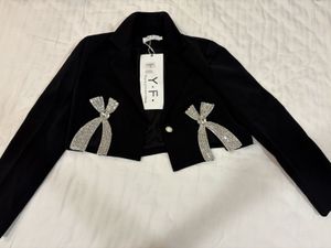 Black Bow Detail Cropped Blazer
