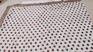 Elegant White Saree with Brown Motifs