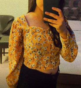 Floral Yellow Crop Top