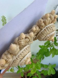 unique boho jute floral earrings beige cream stud