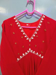 Pakistani Hank Work Zari Alia Cut Kurta With Pant