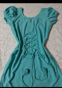 Desi puff sleeve corset back short kurti