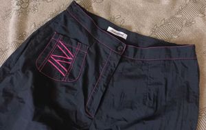 Stylish Black Pants with Pink Stitching
