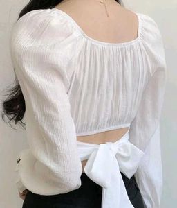 Chic White Puff Sleeve Cropped Top