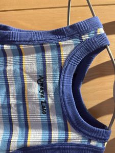 Blue Striped Ribbed Cropped Tank Top