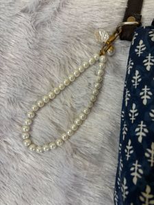 Boho Print Crossbody Bag with Pearl Strap