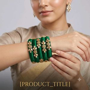 Green thread kundan bangles
