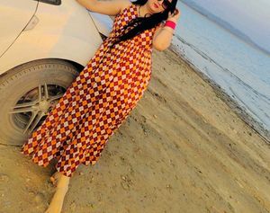 Boho Maxi Dress with Geometric Print size XXL 44