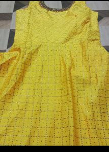 Bust 40 Beautiful Yellow Ethnic Gown