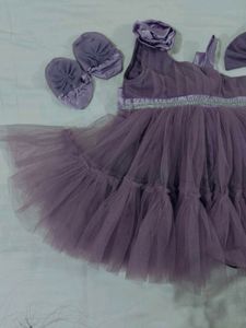 Cute Lavender Frock with Accessories