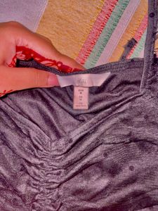 H&amp;M Black Crop Top With Sheer Overlay