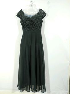 Elegant Black Lace Top Maxi Dress