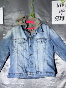 Blue Denim Jacket with Hoodie