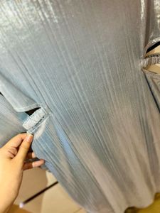 Camla Metallic Silver Shimmer Cut-Out Mini Dress