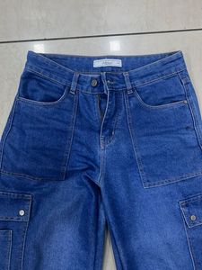 Blue Denim Cargo Pants