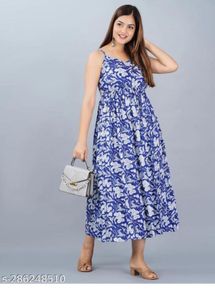 Elegant Blue Floral Sundress