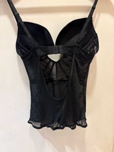 Black Lace Detail Corset Top