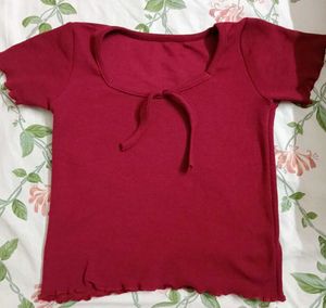 Red Ribbed Crop Top