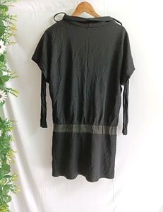 Cocktail Black Slip Dress With Long Sleeve