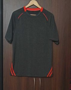 Men's Dark Grey & Red Sports T-Shirt