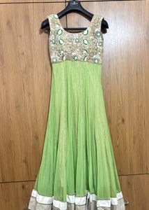 Elegant Green Embroidered Anarkali suit