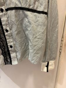 Chic Striped Lace Button-Up Top