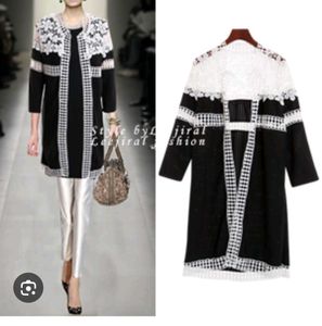 Elegant Black & White Cardigan Jacket
