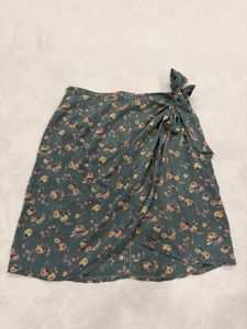 Floral Print Wrap Mini Skirt