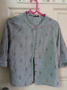 Ethenic Grey Printed Top or coat