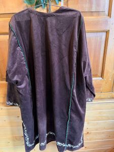 Elegant Brown Velvet Pheran with hand aari