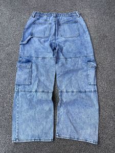 Trendy Light Wash Cargo Jeans