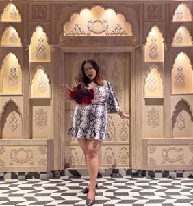 plusS snake print dress