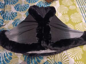 Imported Elegant Black Faux Fur Cape