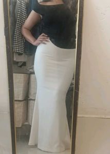 Solid White Ethnic Skirt/Petticoat