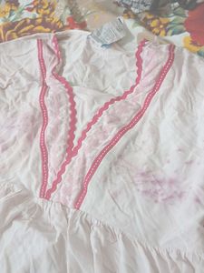 Cute White & Pink Babydoll Dress