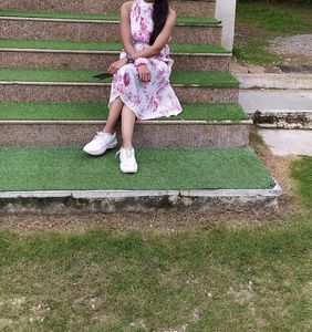Floral Halter Pleated Midi Dress