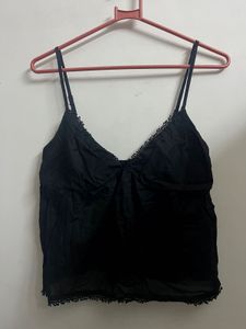 Black Lace Trim Cami Top