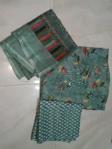 Beautiful Teal Floral 3 piece suit material