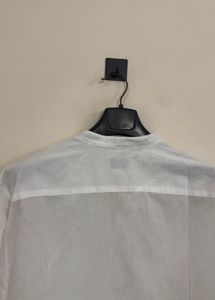 Men's White Band Collar Shirt