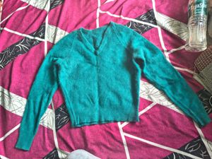 Teal Vintage V-Neck Sweater🟢🍃💚