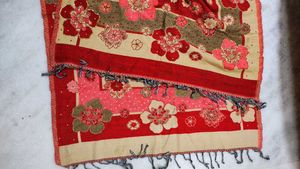 Floral Print Scarf with Fringes