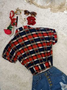 Chic Plaid Short-Sleeve Shirt