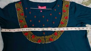 Embroidered Teal Kurta