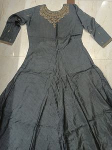 Heavy Charcoal Gown Zardosi Work