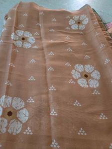 Peach Floral Saree with added blouse